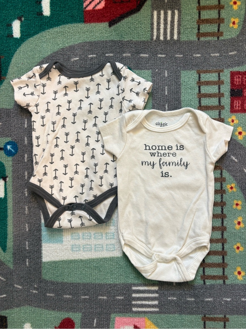 Chick Pea 2 Neutral Arrow & Quote Organic Cotton Baby Bodysuits 3-6M